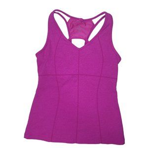 Athleta heathered purple racer back athletic tank top built in bra size small